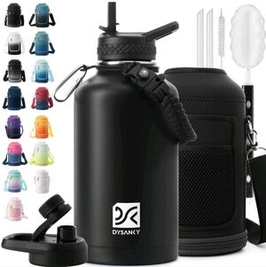 NIB DYSANKY Insulated Leakproof Stainless Steel 64oz Water Bottle w/ Accessories